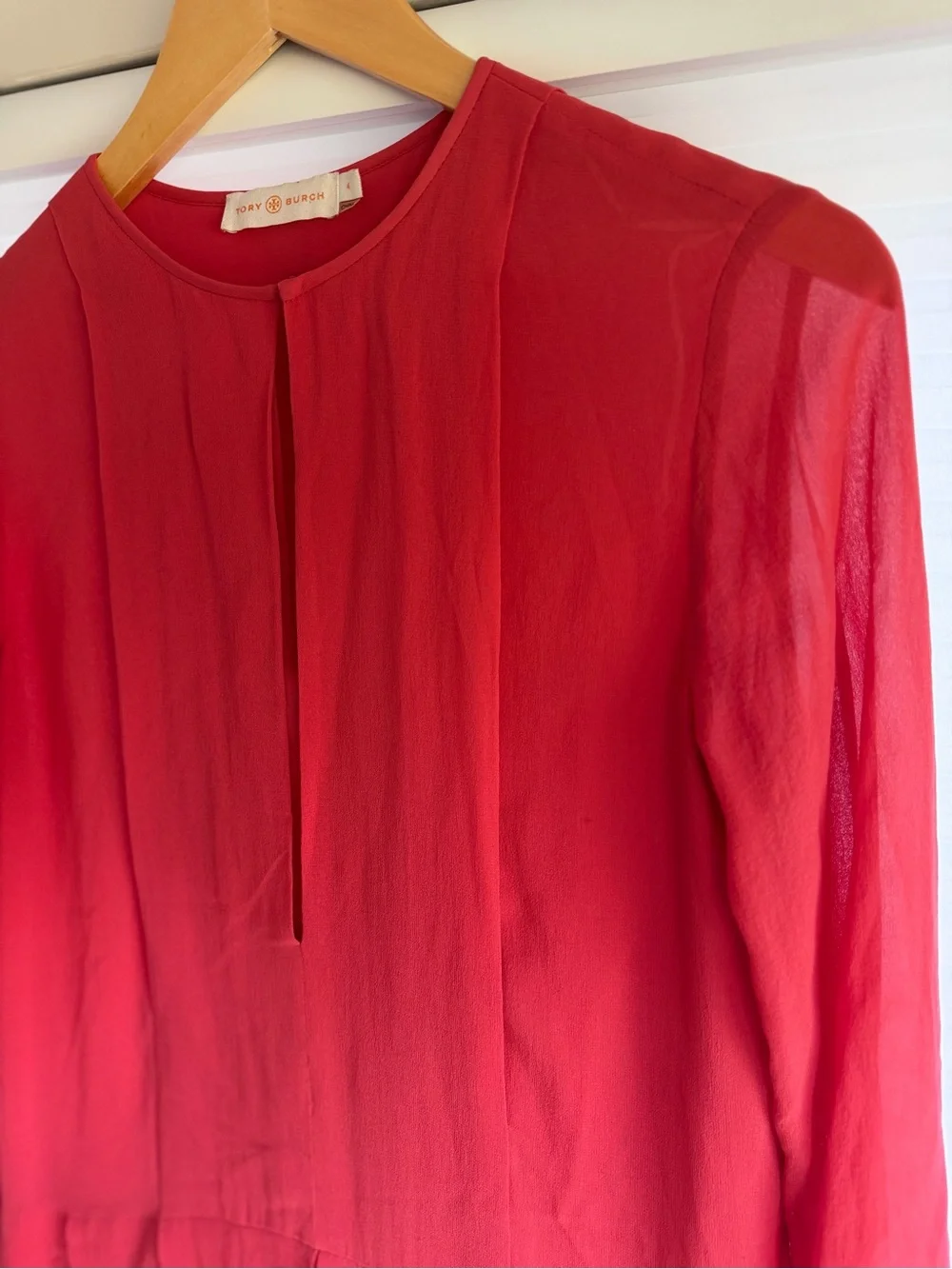 Tory Burch silk coral drop waist pleated dress size 4